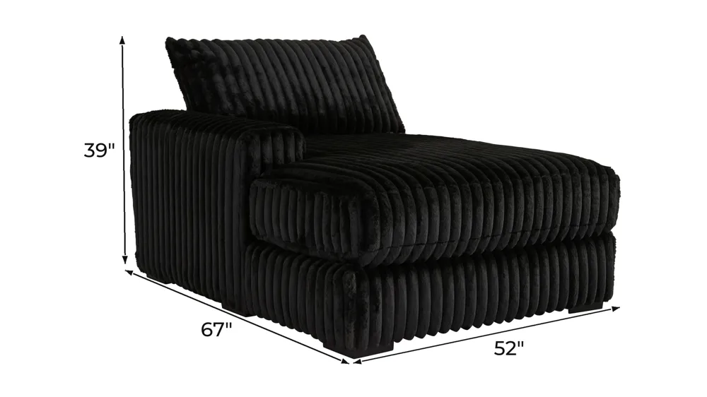 Onyx Moon Left Arm Facing Chaise Dimensions