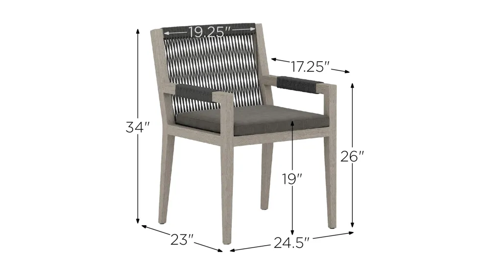 Sherwood Outdoor Dining Armchair Dimensions