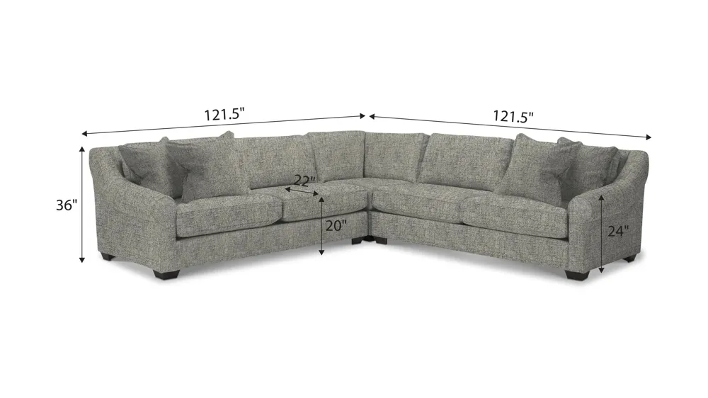 Thatcher 3-pc. Sectional Dimensions