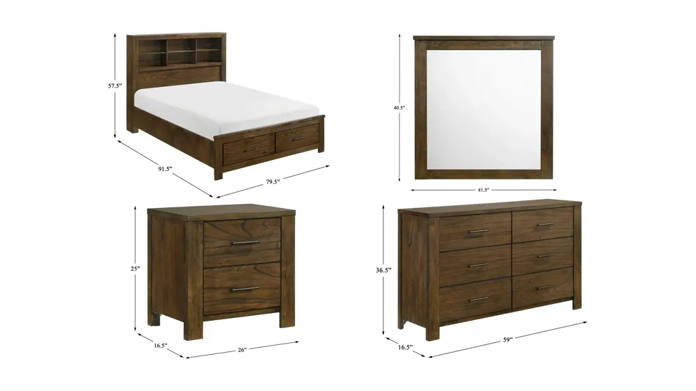 Arya 4pc. Bedroom Set w/ Storage Dimensions