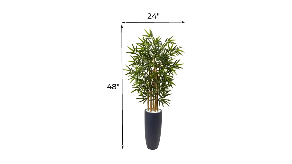 4ft. Bamboo Artificial Tree in Gray Cylinder Planter Dimensions