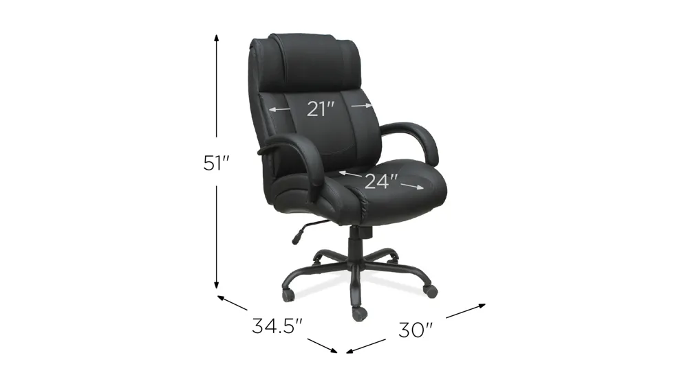 OS Big & Tall Collection High Back Chair by OfficeSource Dimensions