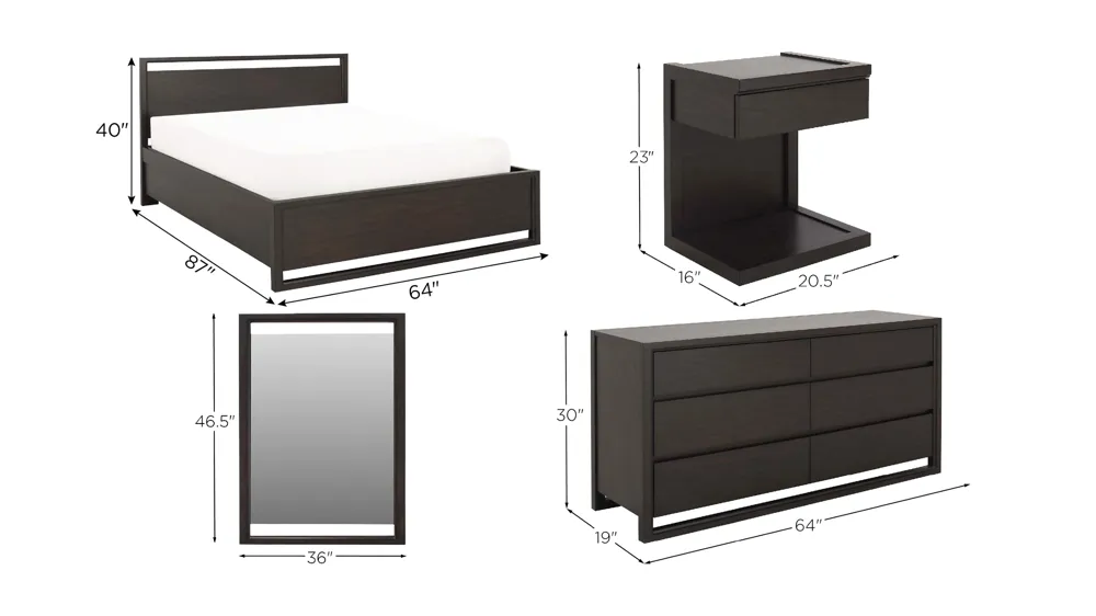 Aversa 4-pc. Platform Bedroom Set w/ 1-Drawer Nightstand Dimensions