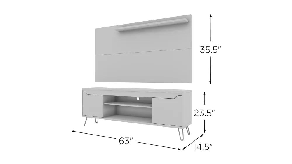 Baxter 62" TV Stand and Panel Dimensions