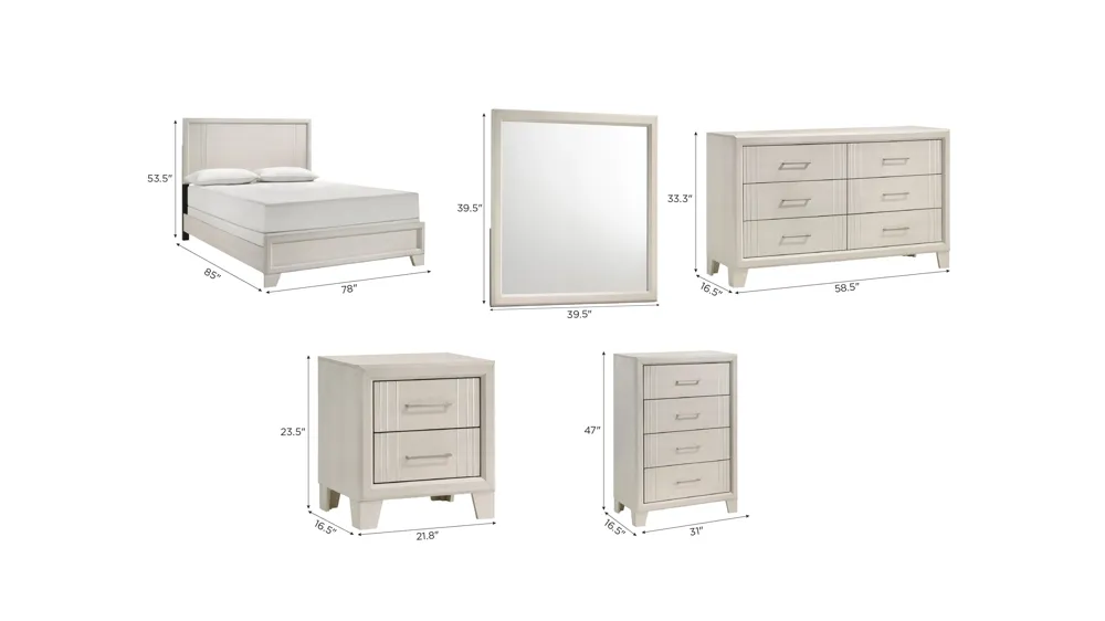 Charlie 5-pc. Bedroom Set Dimensions