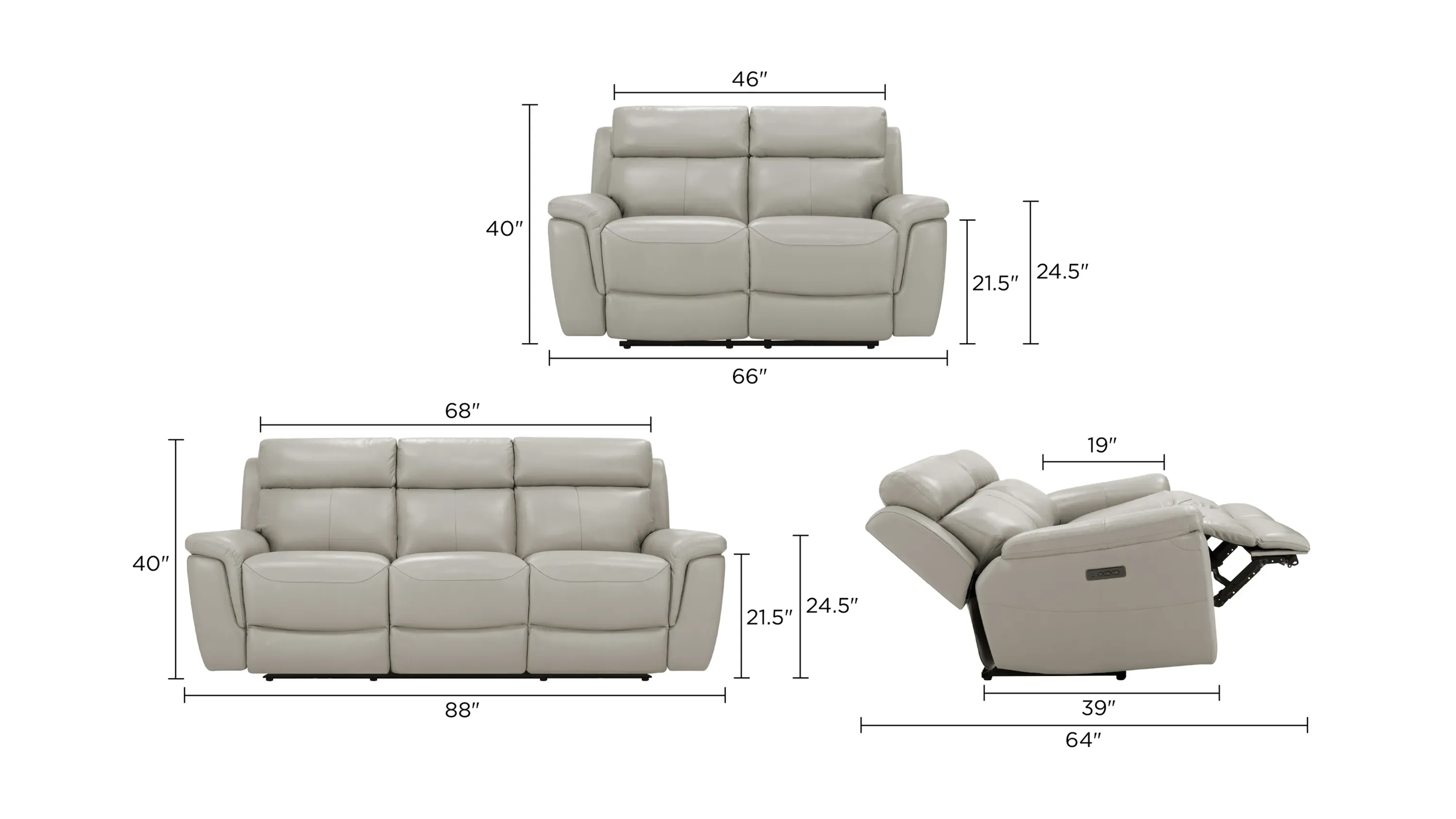 Dryden Leather Power Sofa w/ Power Headrest | Raymour & Flanigan