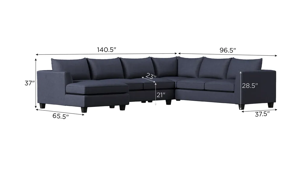 Daine 3-pc. Sectional Sofa Dimensions