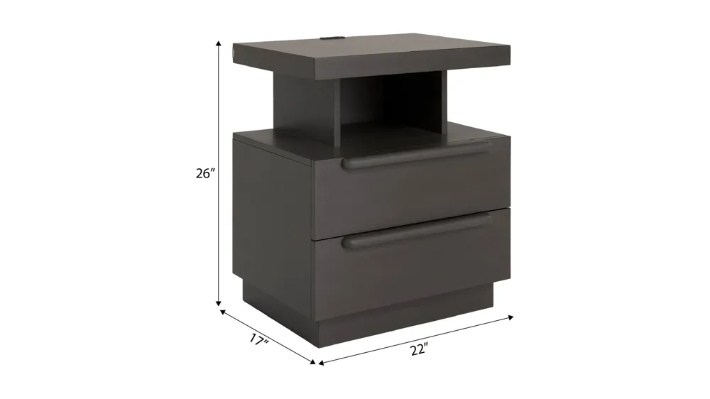 Paramore Nightstand w/ USB Dimensions