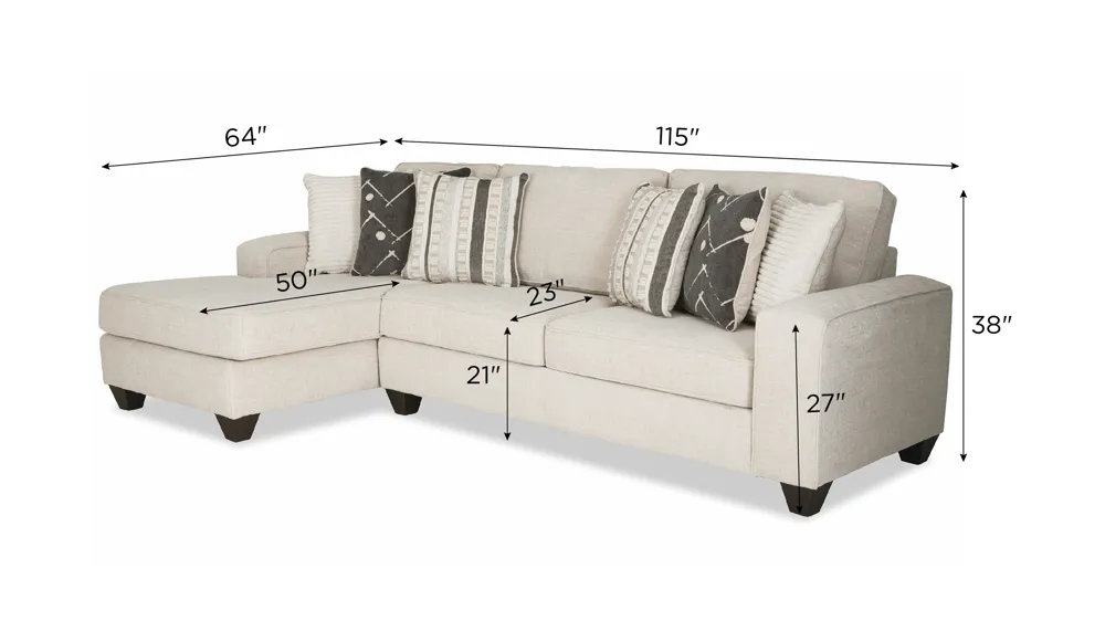 Alston 2-pc. Sofa Chaise Dimensions