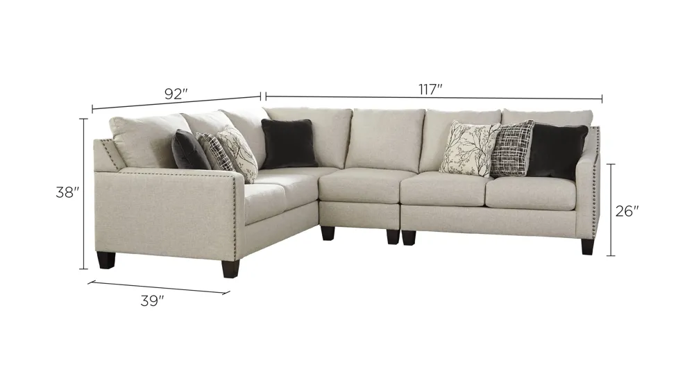 Sabine 3-pc. Sectional Dimensions