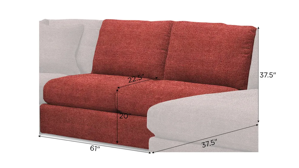 Nappily Armless Loveseat Dimensions