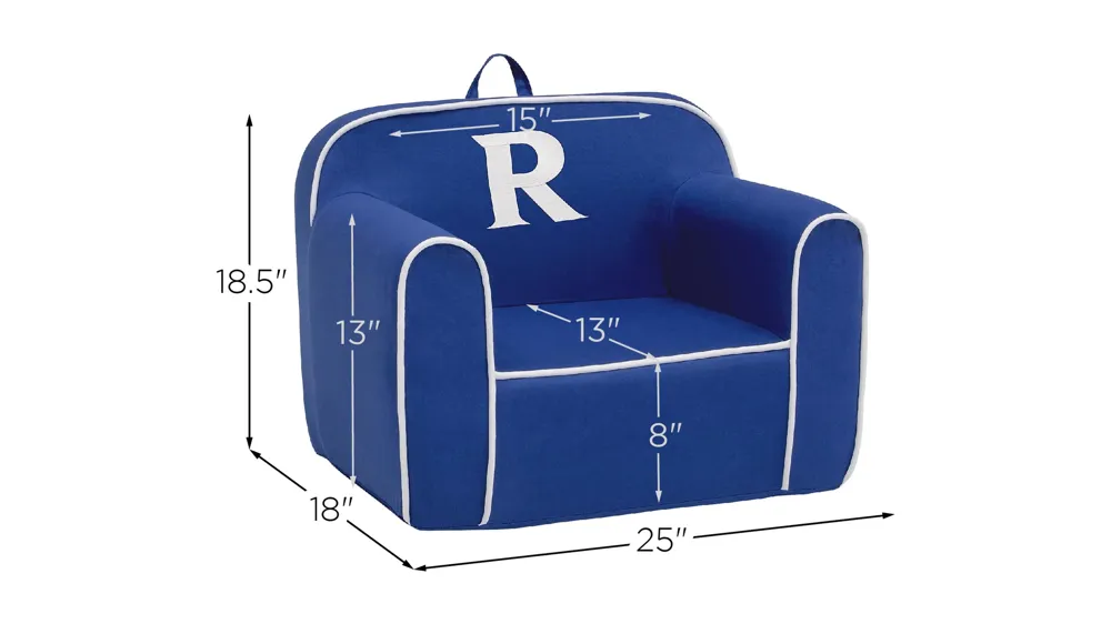 Cozee Monogrammed Chair Letter "R" Dimensions