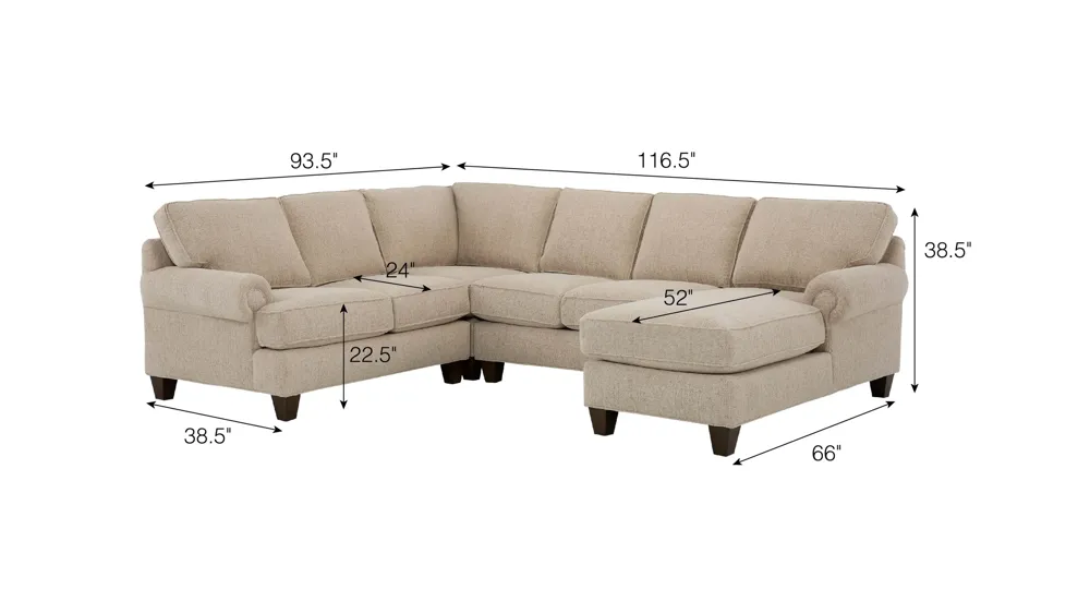 Crestwood 4-pc. Sectional Dimensions