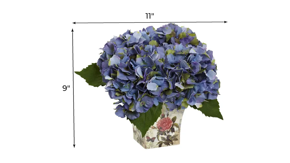 Hydrangea Silk Arrangement with Floral Planter Dimensions
