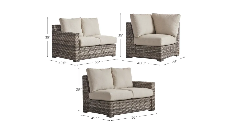 Java 3-pc. Squared Outdoor Sectional Dimensions