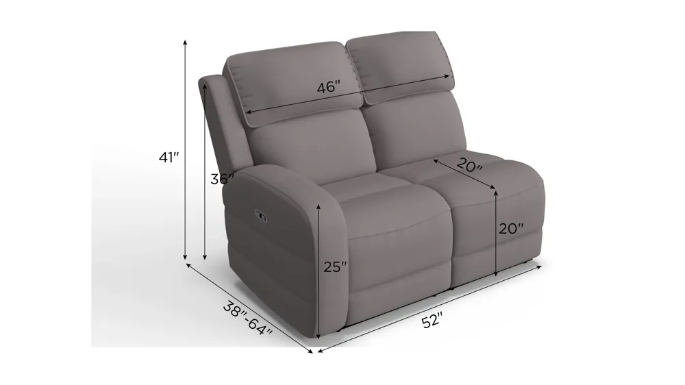 Everitt Chenille Left Arm Facing Power Loveseat | Raymour & Flanigan