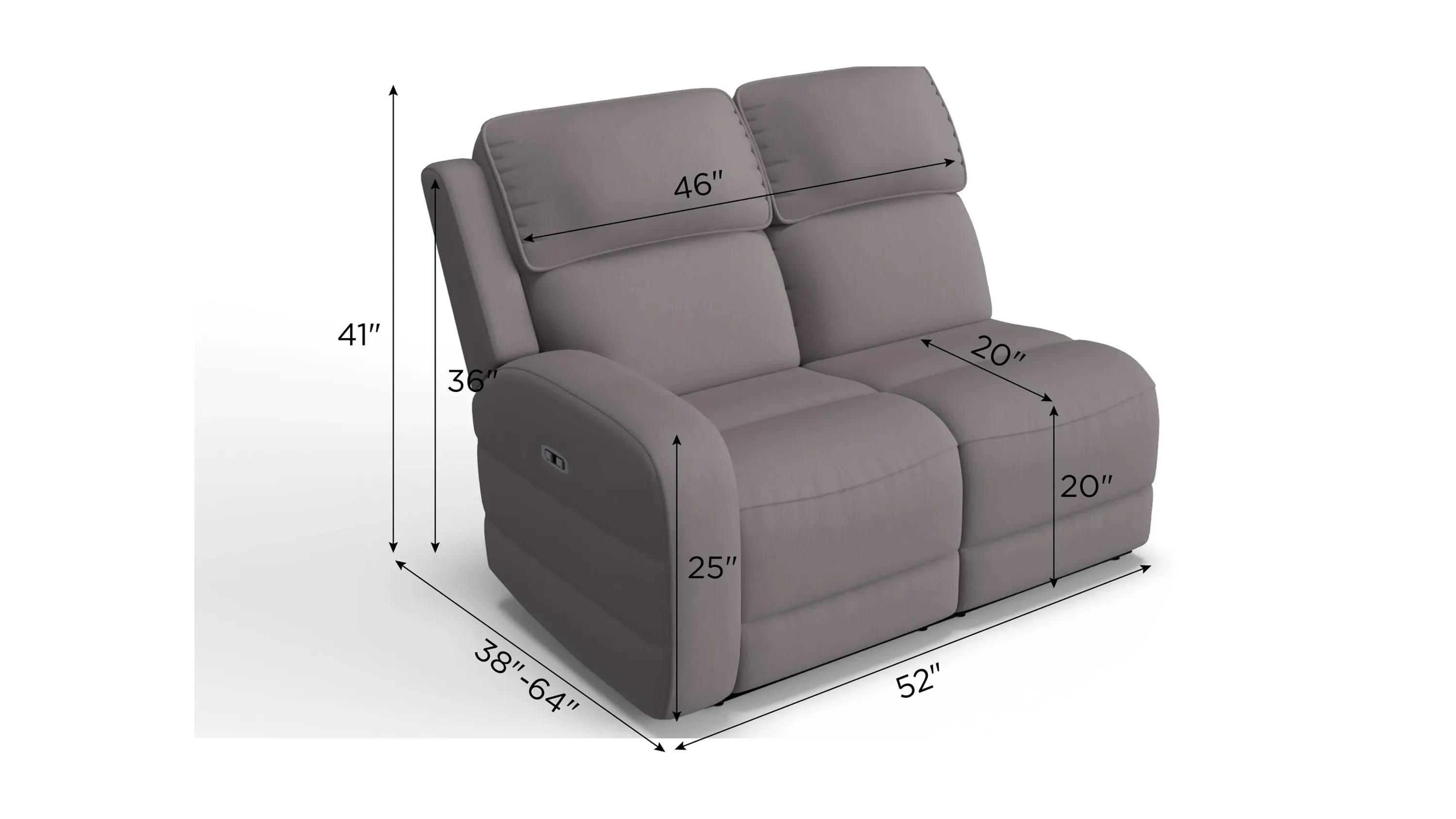 Everitt Chenille Left Arm Facing Power Loveseat | Raymour & Flanigan
