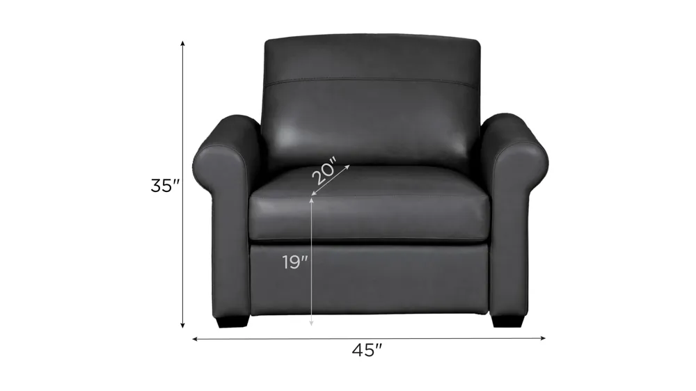 Harley 2-pc. Leather Chair Dimensions