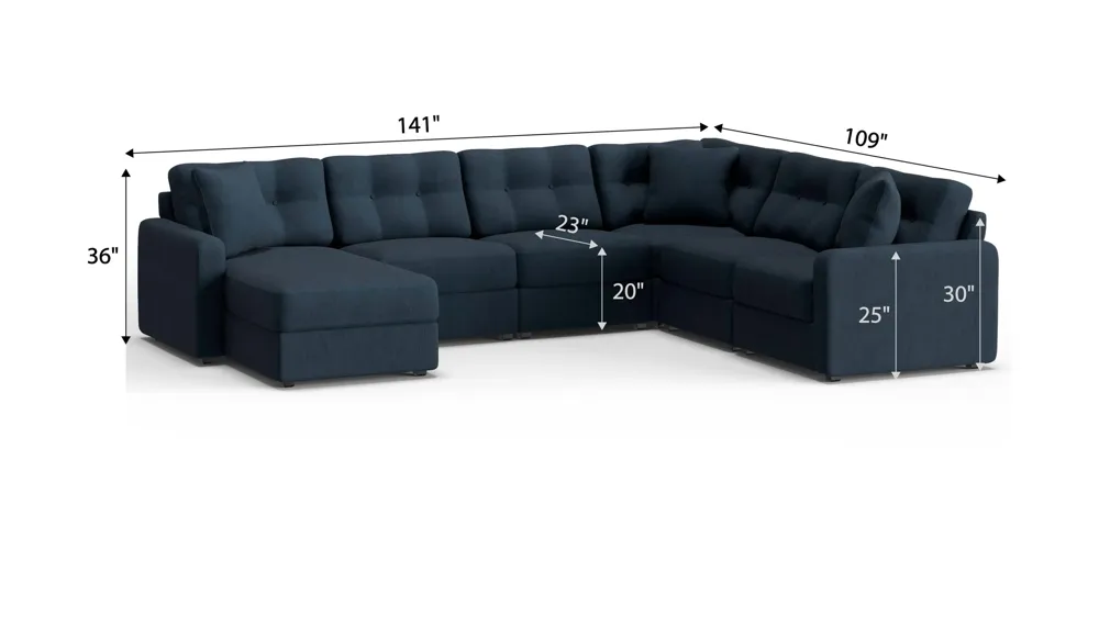 ModularOne 6-pc. Sectional Dimensions