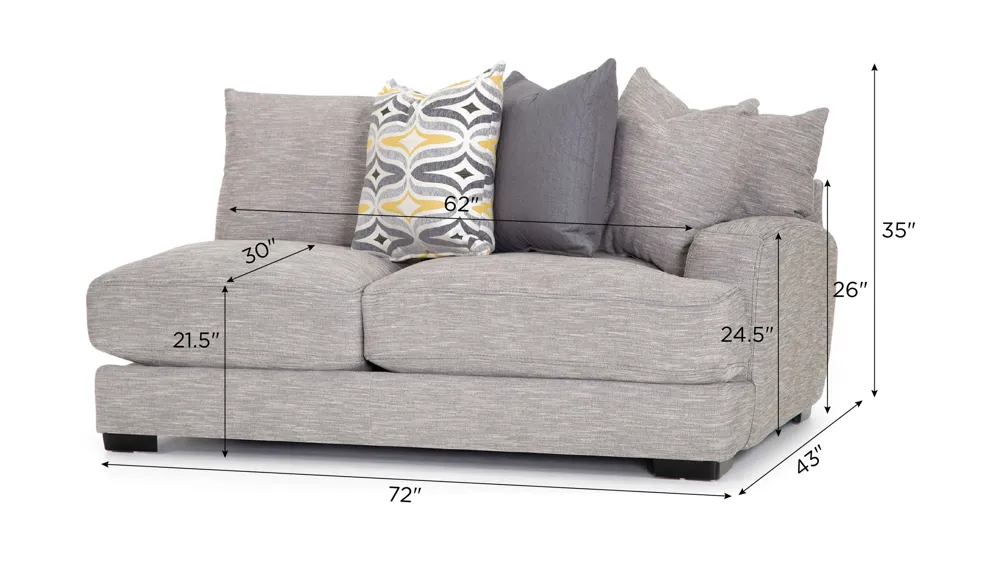Carter Right-Arm-Facing Loveseat Dimensions