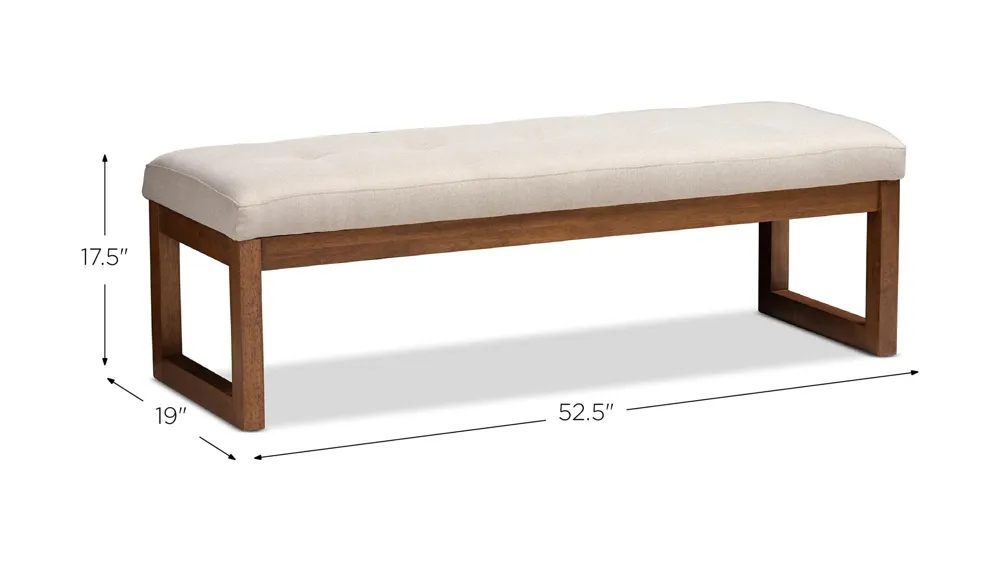 Caramay Fabric Upholstered Wood Bench Dimensions