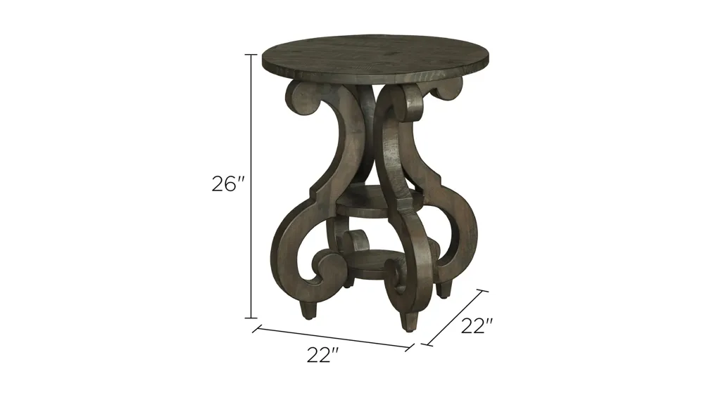 Bellamy Round Accent End Table Dimensions
