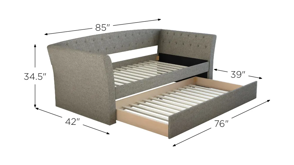 Neville Daybed and Rolling Trundle Set Dimensions