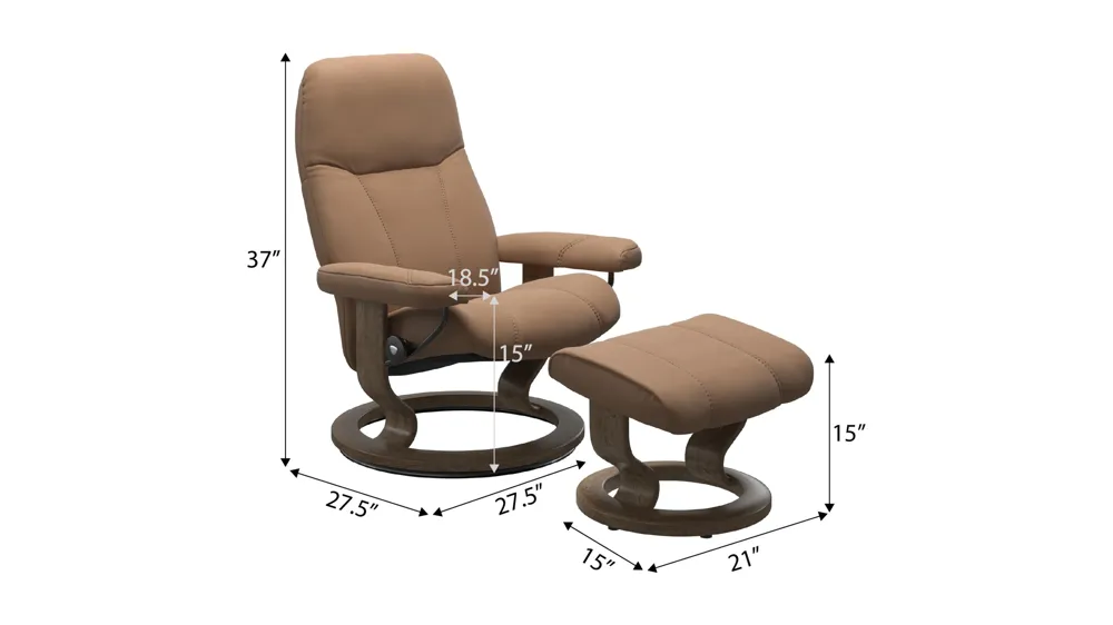 Consul 4-pc. Small Recliner & Ottoman Dimensions