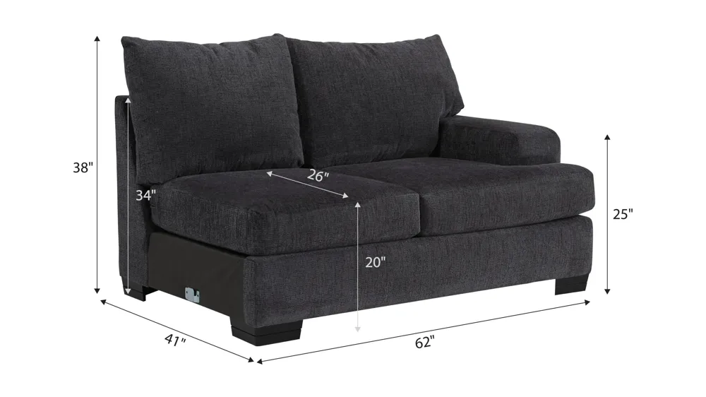 Cooper Right Arm Facing Loveseat Dimensions