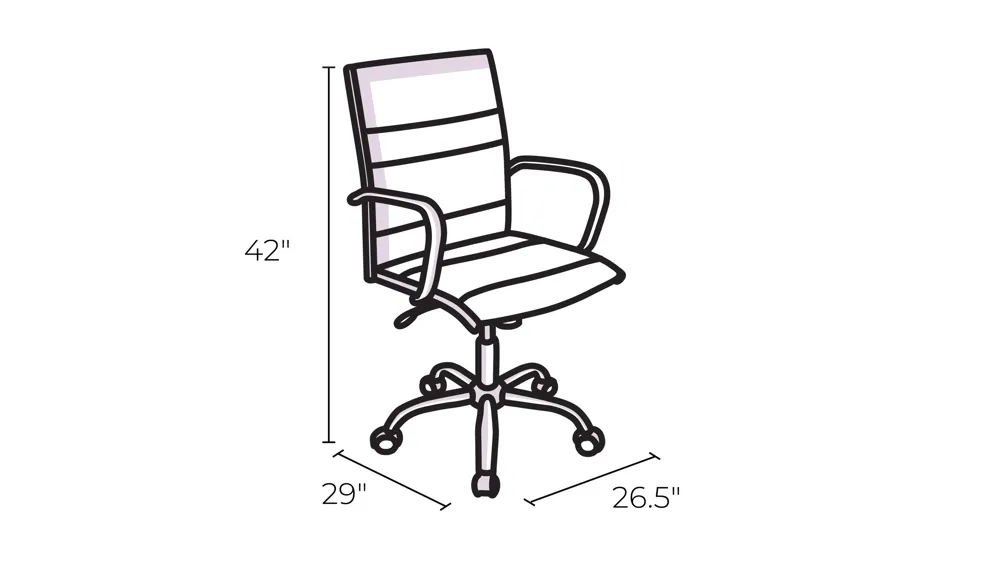Ergo Lo Leather Seat/Mesh Back Dimensions