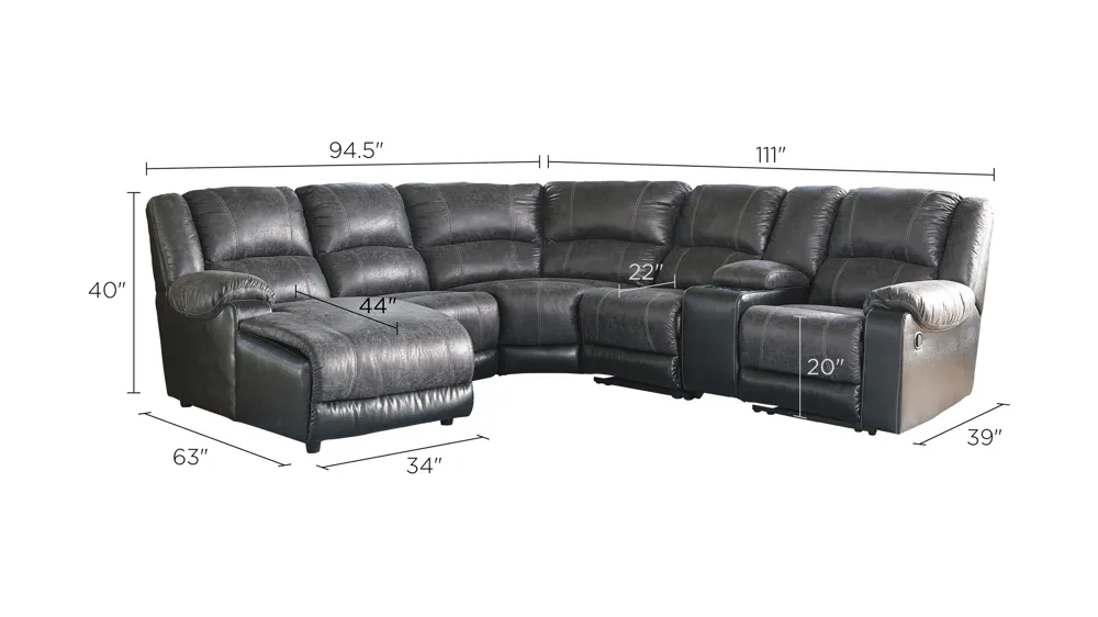 Oakley 6-pc. Reclining Sectional Sofa Dimensions