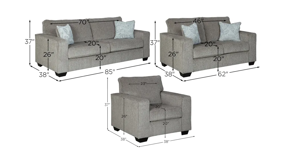Adelson Living Room Set Dimensions