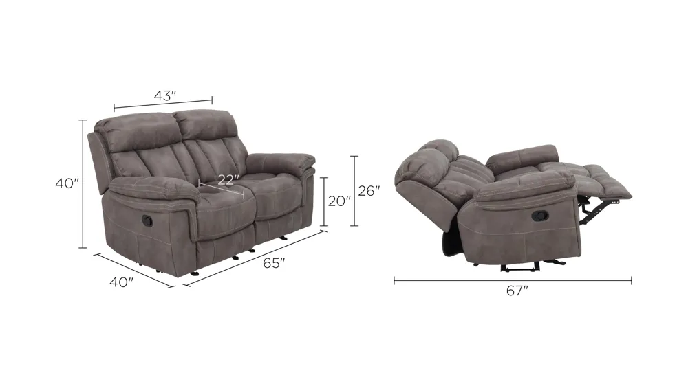 Ryder Gliding Reclining Loveseat Dimensions
