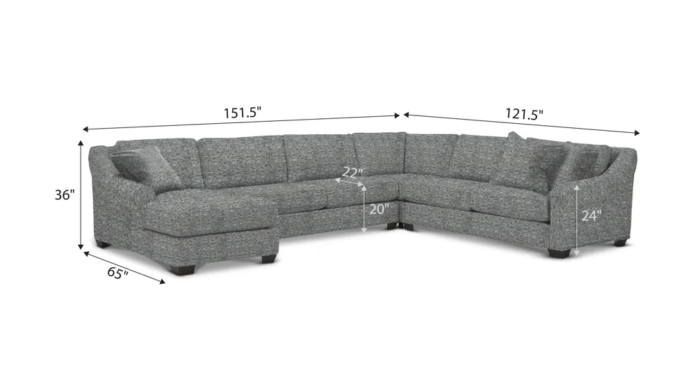 Thatcher 4-pc. Sectional Dimensions