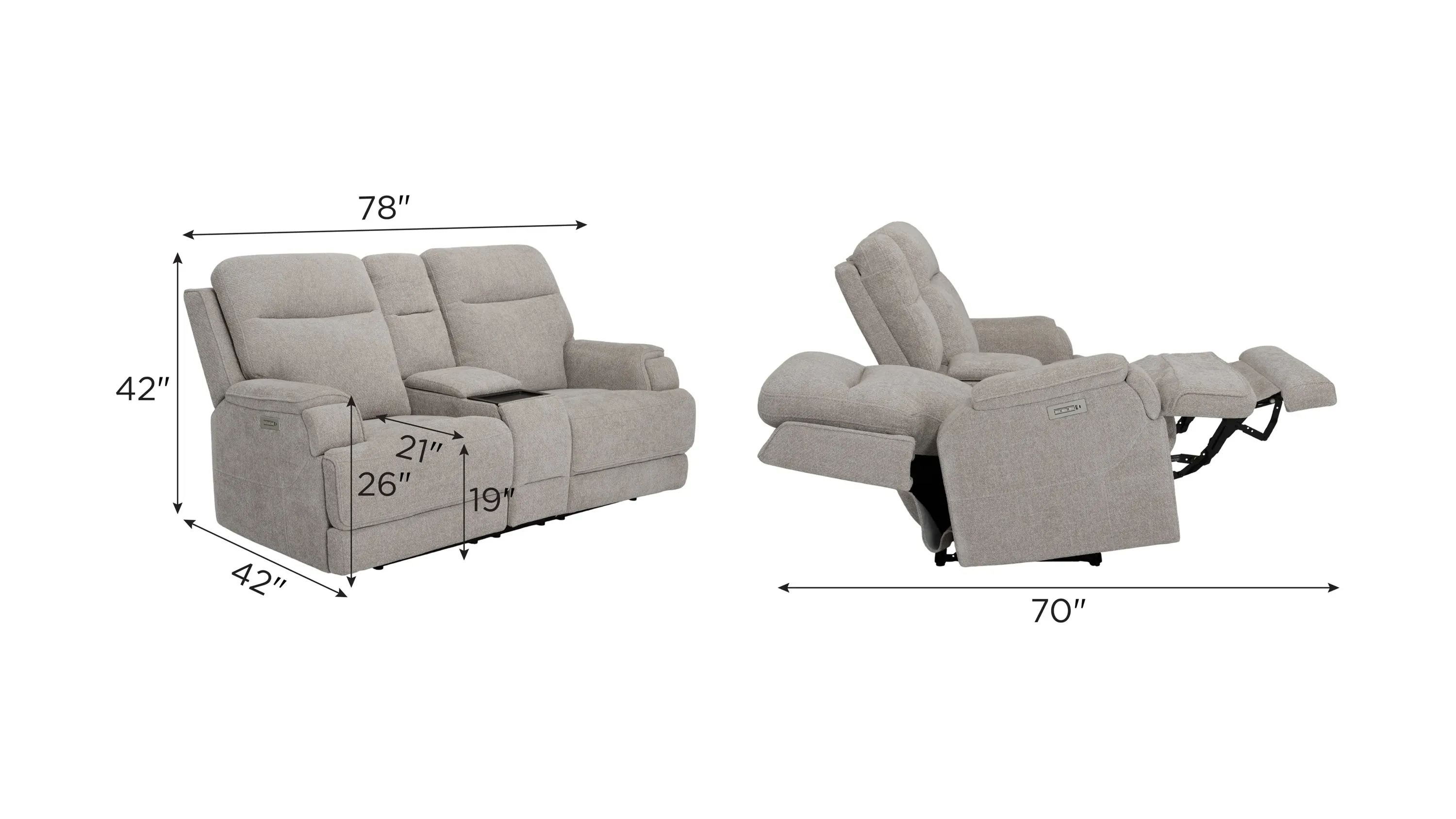 Locklan Zero Gravity Triple Power Console Loveseat | Raymour