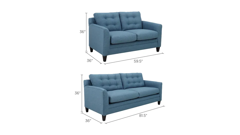 Wexler 2-pc. Sofa and Loveseat Set Dimensions