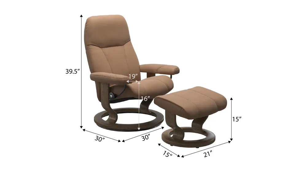 Consul Medium Recliner & Ottoman Dimensions