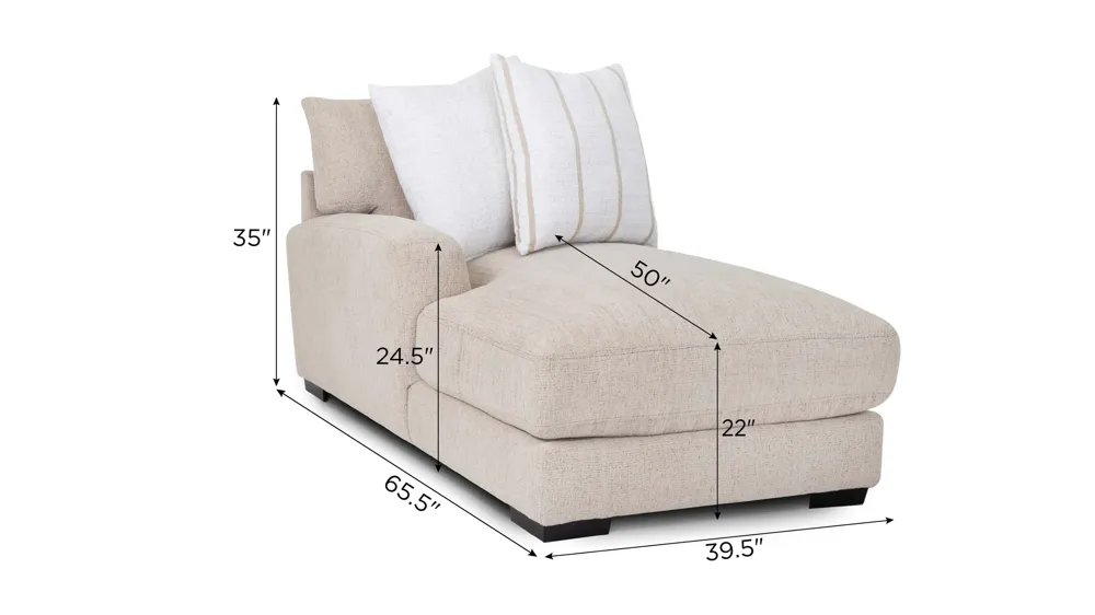Carter Left-Arm-Facing Chaise Dimensions