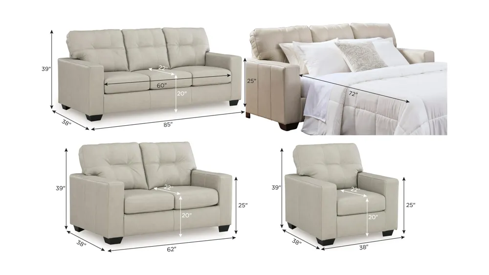 Arvell Living Room Set Dimensions