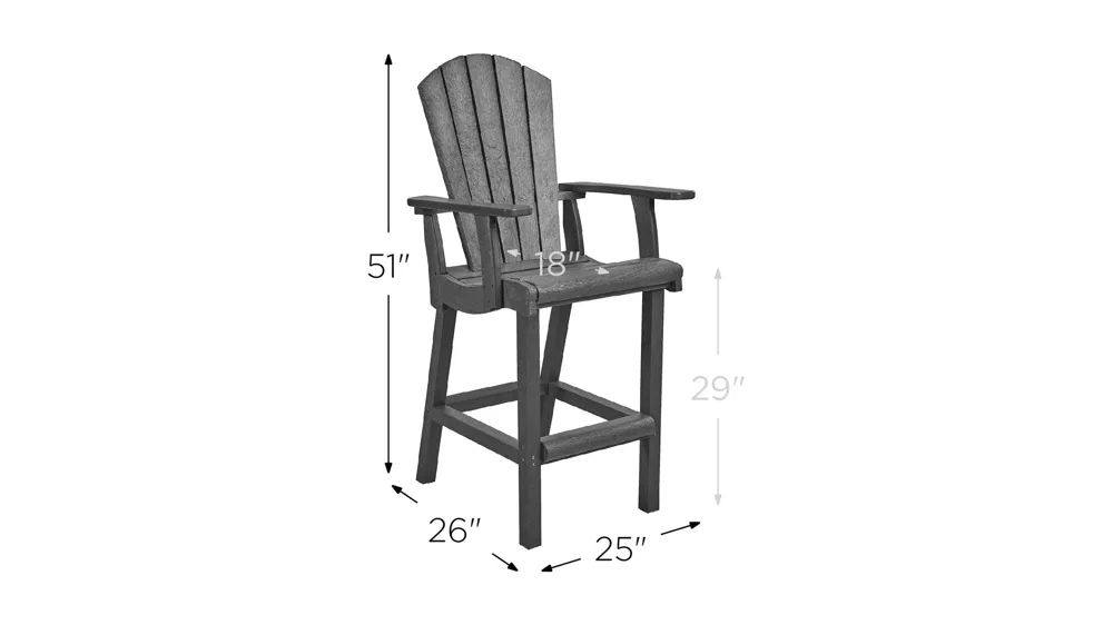 Generation Recycled Outdoor Classic Bar Height Arm Chair Dimensions