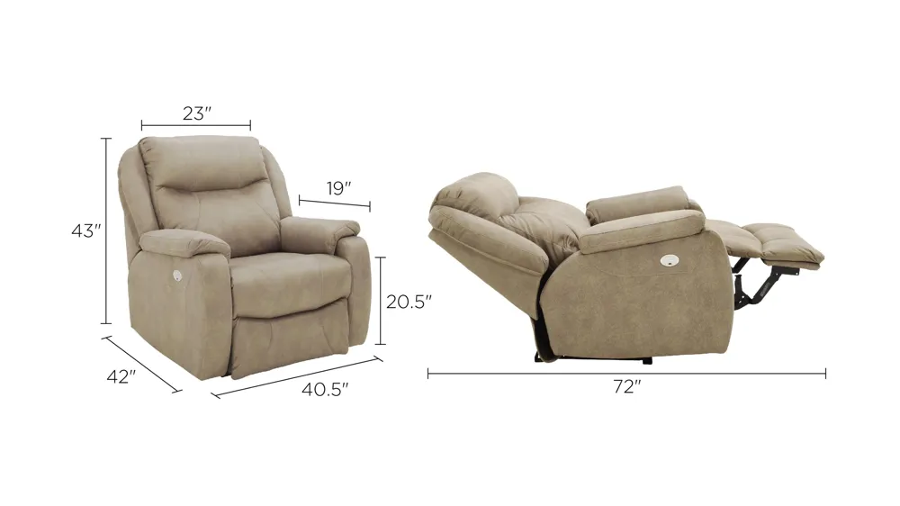 Watson Microfiber Power Recliner w/ Power Headrest Dimensions