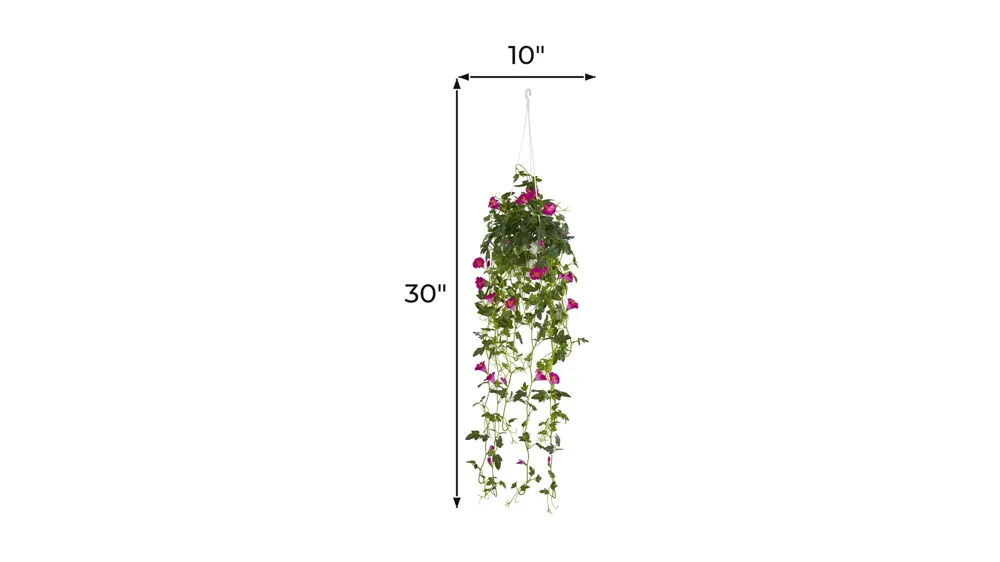 30in. Petunia Hanging Basket Artificial Plant Dimensions