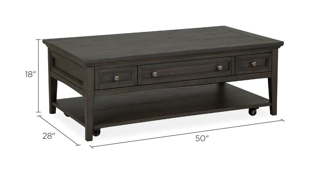 Westley Falls Rectangular Coffee Table w/ Casters Dimensions