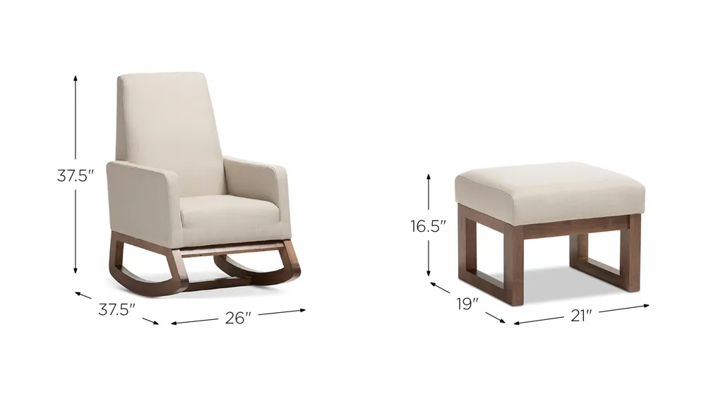 Yashiya Chair and Ottoman Set Dimensions