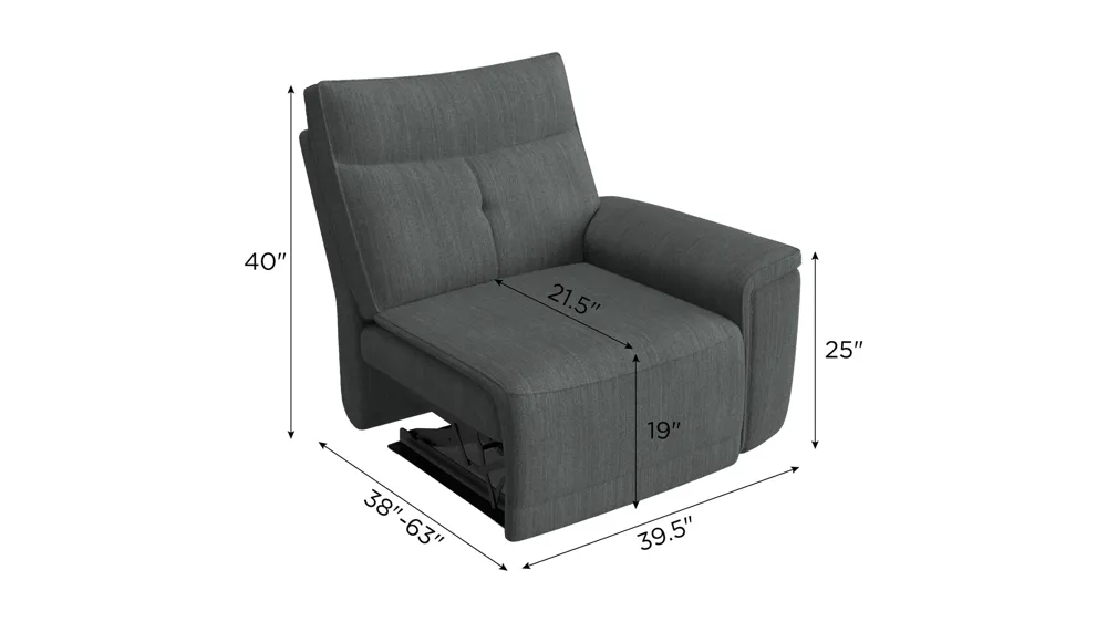 Graceland Right Arm Facing Manual Recliner Dimensions