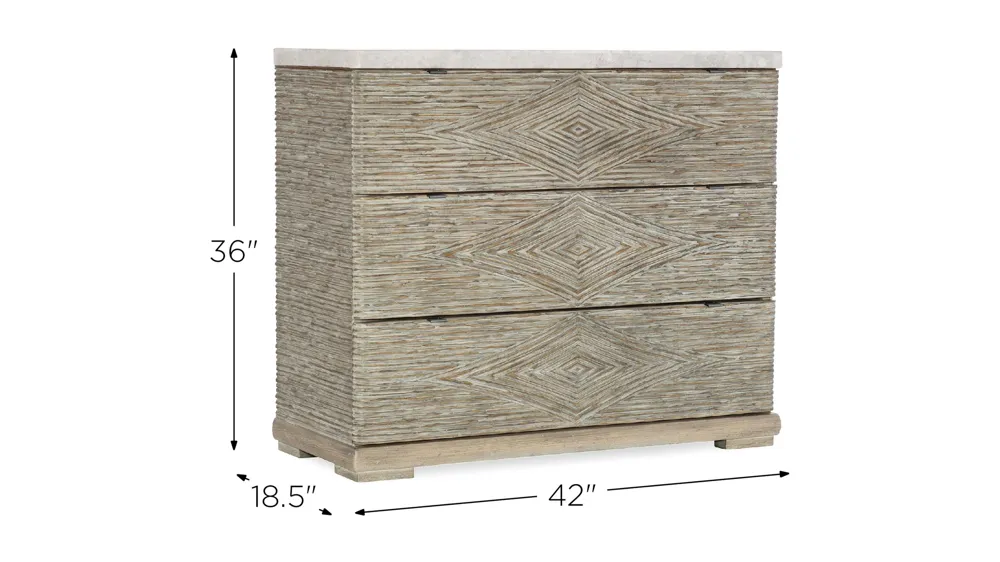 Amani Three-Drawer Accent Chest Dimensions