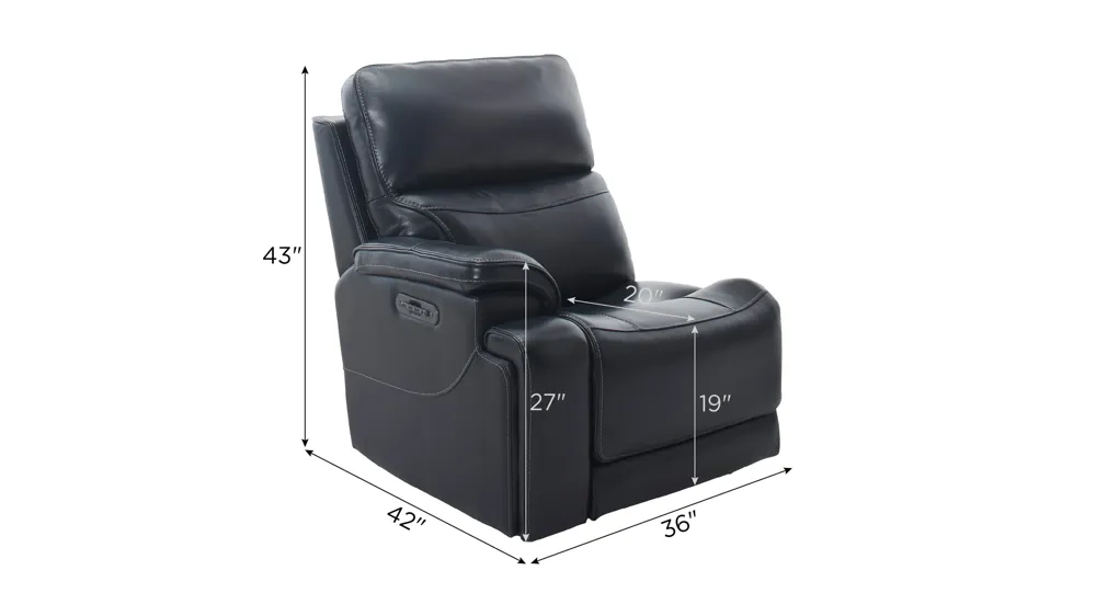 Presley Left Arm Facing Power Recliner w/ Power Headrest, Lumbar and Heat, Massage also Zero Gravity Dimensions
