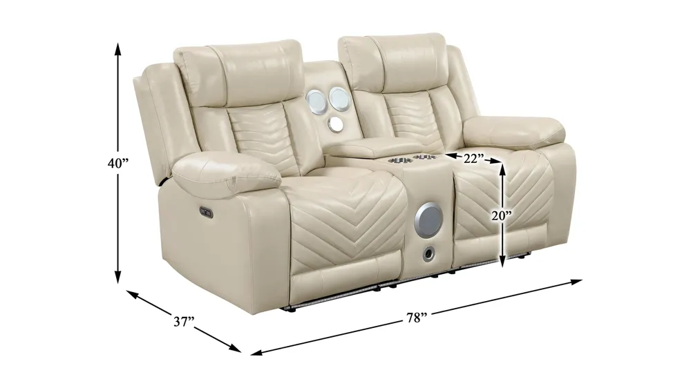 Garbo Power Double Reclining Loveseat Dimensions