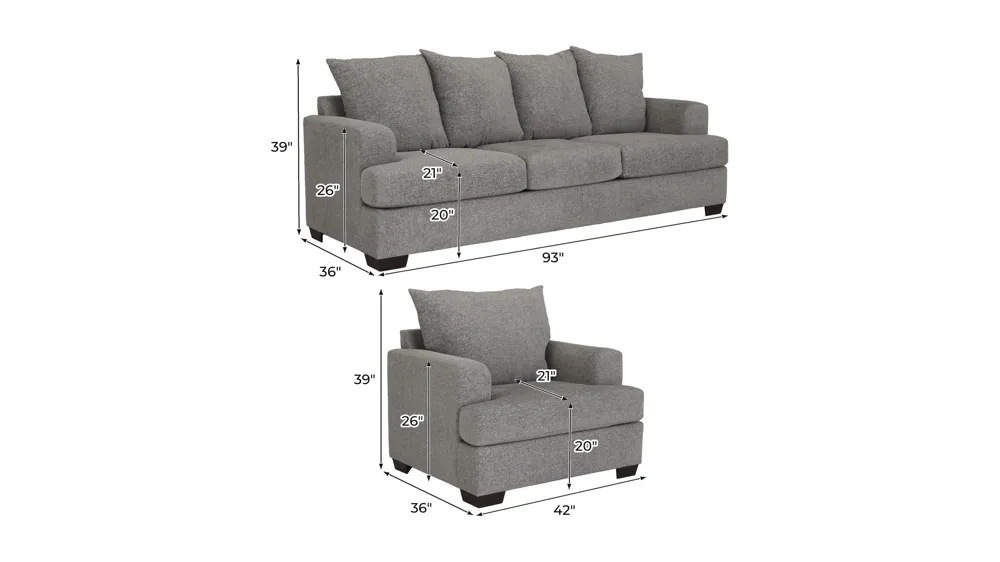 Waldron Living Room Set Dimensions