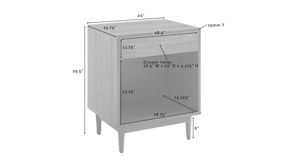 Liam Record Storage End Table Dimensions